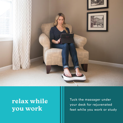 HoMedics Deluxe Shiatsu Foot Massager with Heat – Therapeutic Kneading & Rolling Foot Massager Machine, 4 Rotational Heads with 10 Massage Nodes, Toe-Touch Control