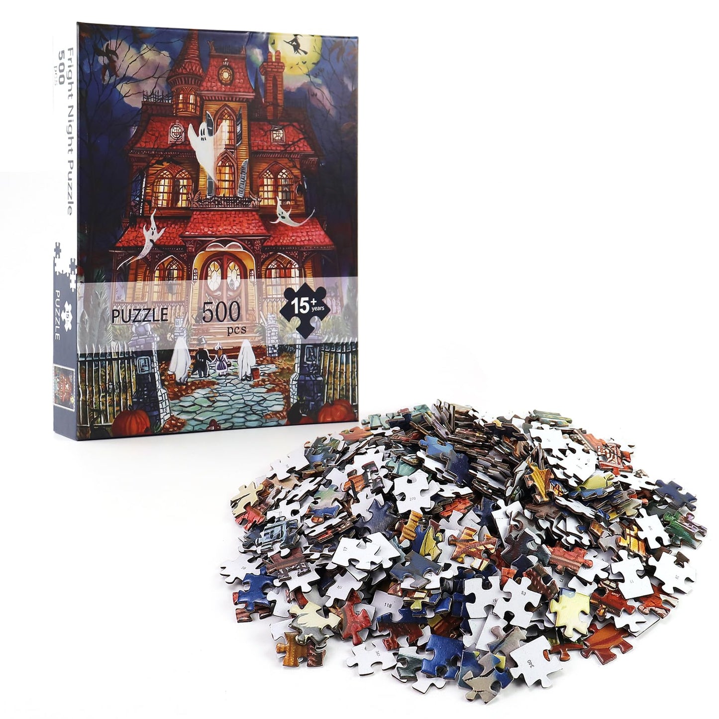 500 Piece Puzzles for Adults, Halloween Fright Night 500 Pieces Jigsaw Puzzles for Adults, Halloween Decoration for Family Party Holiday