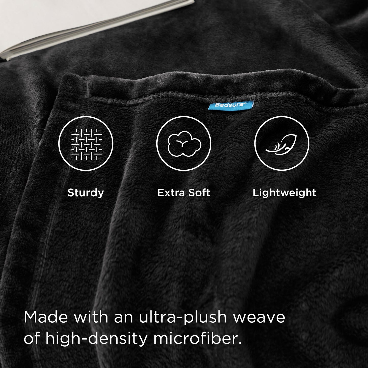 Bedsure GentleSoft Fleece Throw Blanket for Couch Black - Lightweight Plush Fuzzy Cozy Soft Halloween Blankets and Throws for Sofa, 50x60 inches