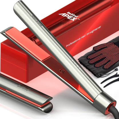 Bekind Apex 2-in-1 Hair Straightener Flat Iron | 1“ 460°F Straightener and Curler for All Hairstyles | UltraSmooth Tech | 15s Fast Heating & Temp Memory | Gift Set for Girls Wome (Galaxy Gray)