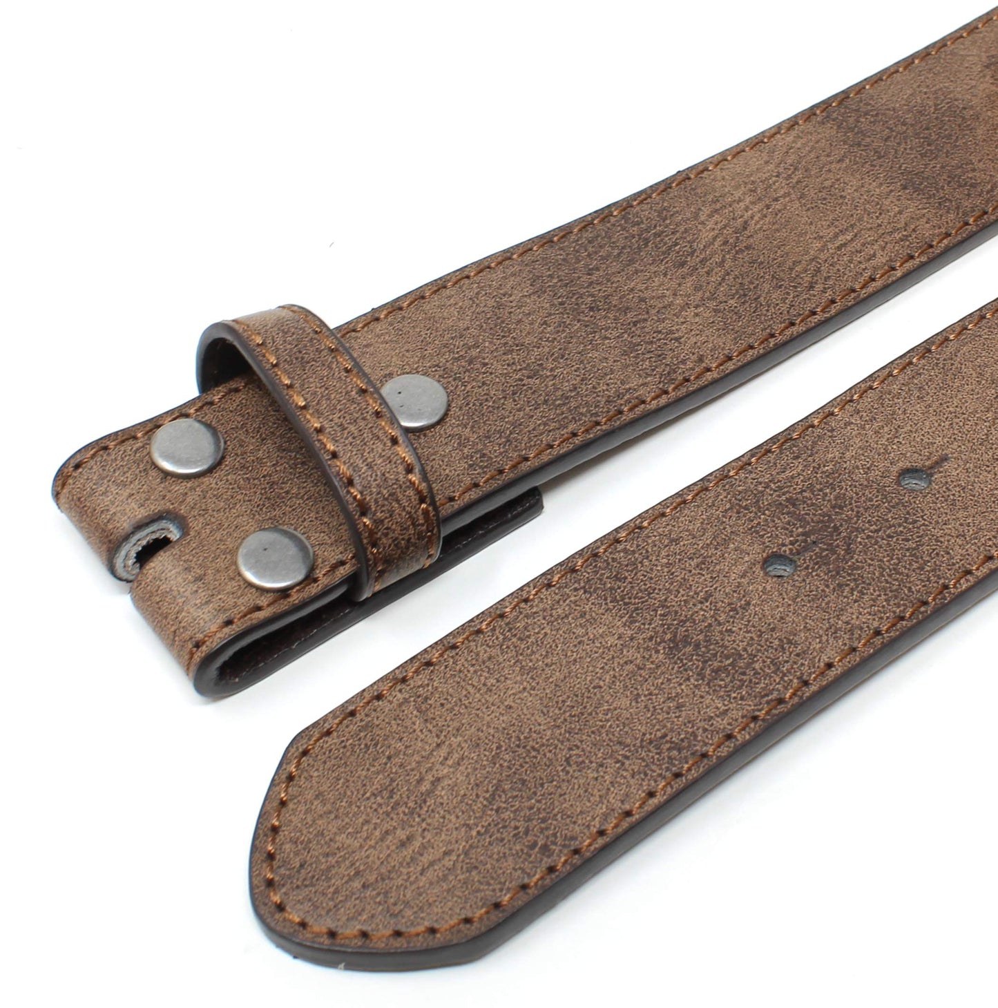 BC Belts Leather Belt Strap with Vintage Distressed Texture 1.5" Wide with Snaps (Dark Brown-XL)