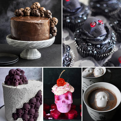 HUAKENER Gummy Skull Molds - 2 Pack Skull Candy Molds with 2 Droppers, Silicone Molds for Chocolate, Candy, Jelly, Dog Treats, Ice Cube, Resin Casting