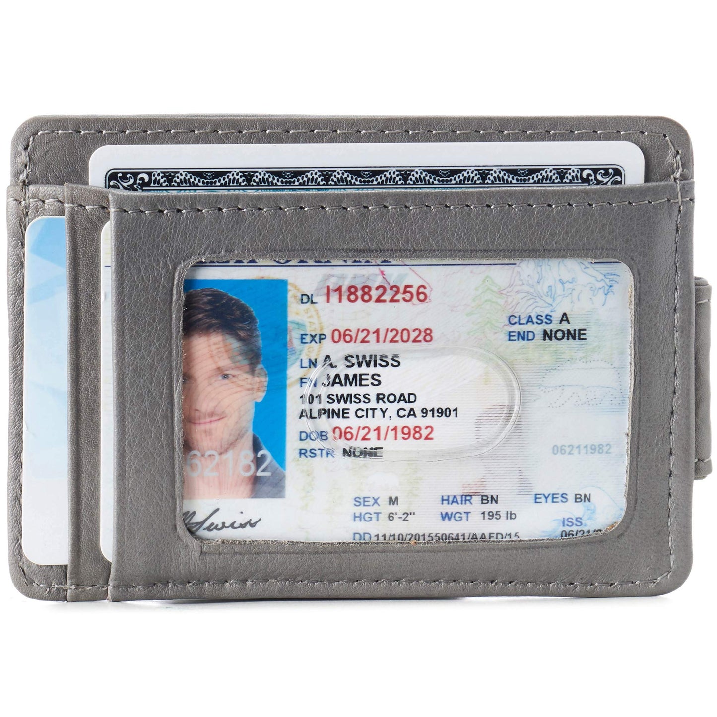 Alpine Swiss Harper Mens RFID Slim Money Clip Front Pocket Wallet Minimalist Leather ID Card Holder Gray