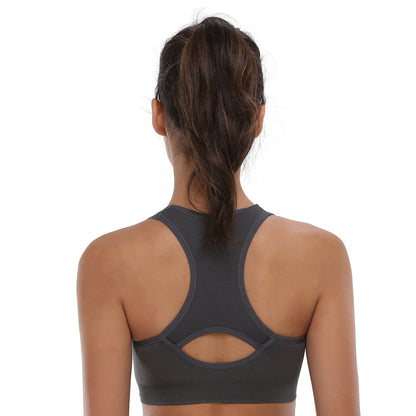 BAOMOSI Women's Seamless Racerback Sports Bra High Impact Support Yoga Gym Workout Fitness Dark Gray XL