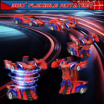 BLUEJAY Transform Rc Cars for Boys 4-7 8-12, 2.4Ghz Remote Control Car 1:18 Scale Transforming Robot, One-Button Deformation 360° Rotation Car Toy Gifts for Boys 3-5