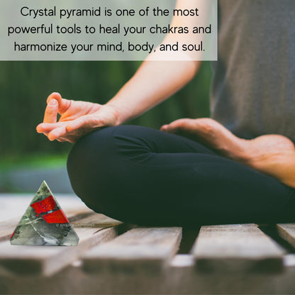 African Bloodstone Pyramid Crystal Healing Stones - 1" Great Pyramid Figurine of Natural Stone Pyramid for Meditation, Reiki, Chakra Balancing and Crystal Pyramids Grid