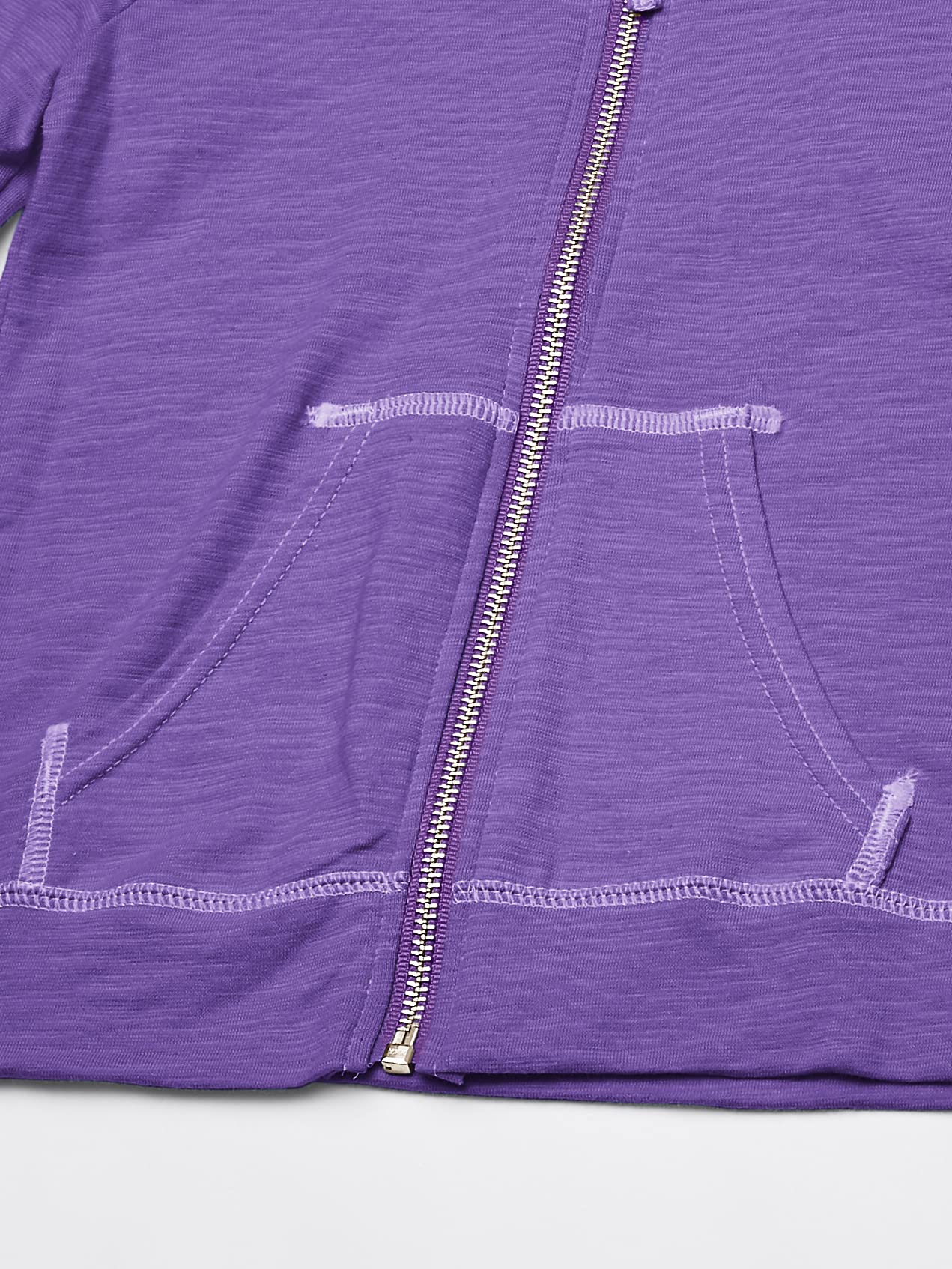 Hanes Girls Slub Jersey Full Zip Jacket Shirt, Purple Crush, Large US