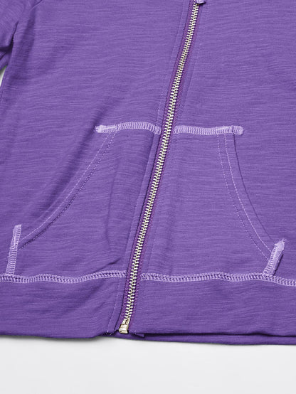 Hanes Girls Slub Jersey Full Zip Jacket Shirt, Purple Crush, Large US
