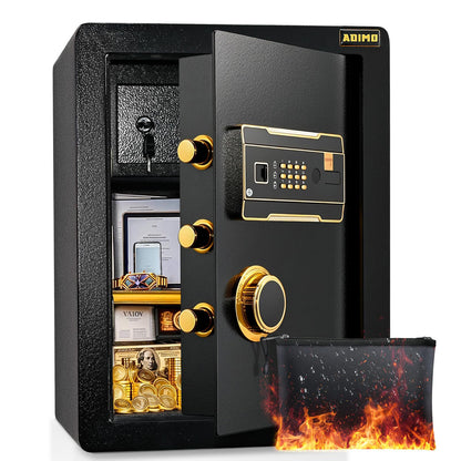 ADIMO Safe, 2.1 Cuft Heavy Duty Steel Home Safe Box with Digital Keypad&Key Lock, Built-In Lockable Cabinet, Hidden Money Box Storage for Document Jewelry w/Fireproof Waterproof Bag Home Office