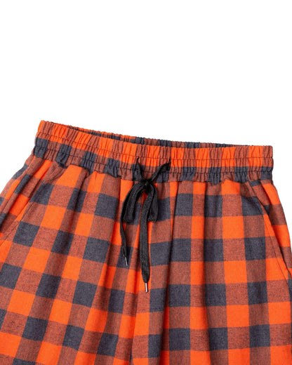Alimens & Gentle Mens Heavyweight Flannel Plaid Pajama Pants 100% Cotton Sleep Lounge Pant Orange Grey Medium