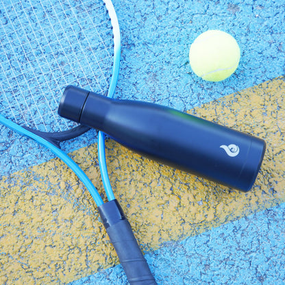 BJPKPK Insulated Water Bottle 12oz Small Stainless Steel Water Bottles Reusable Metal Thermal Keep Cold and Hot,Midnight Black