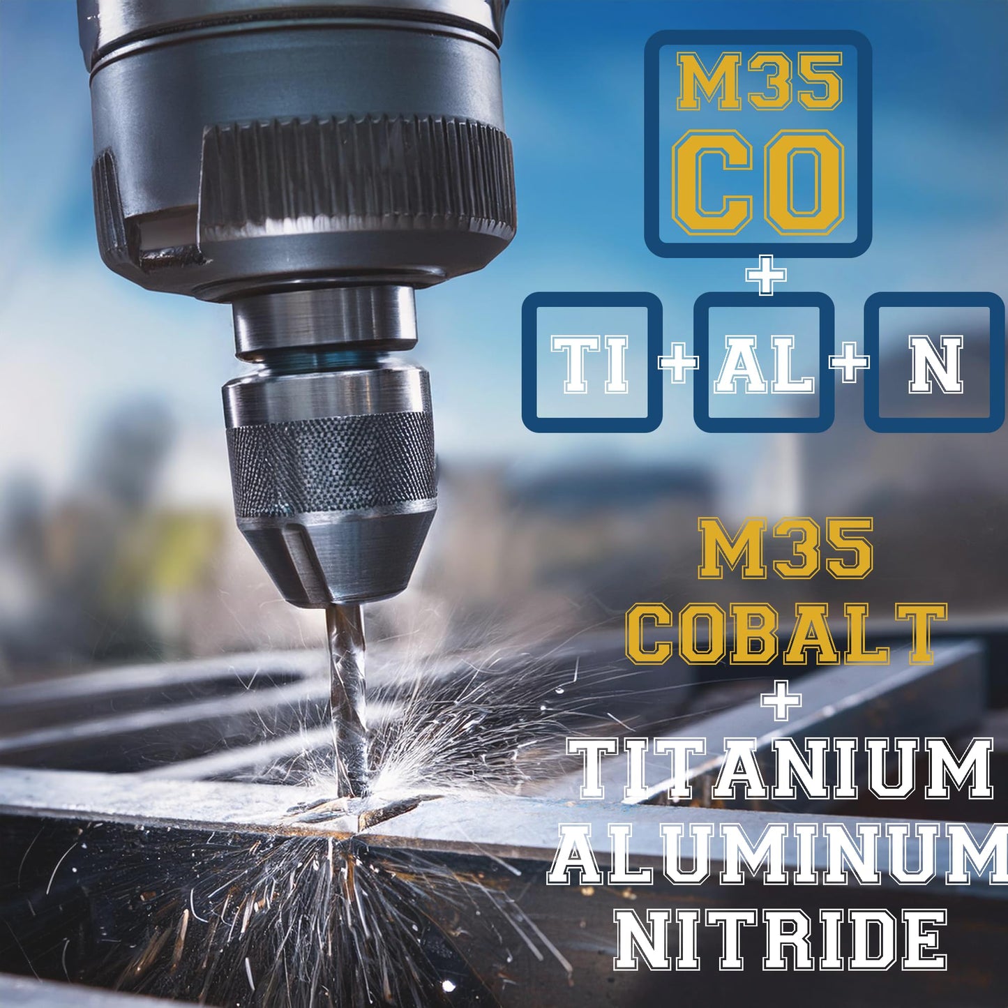 3/4 Inch Drill Bit for Metal - Industrial Grade M35 Cobalt Titanium Aluminum Nitrite - 3/4" Diameter & Total Length of 6" with Working Length of 3" Easily Drill Into Metal, Steel, & Aluminum