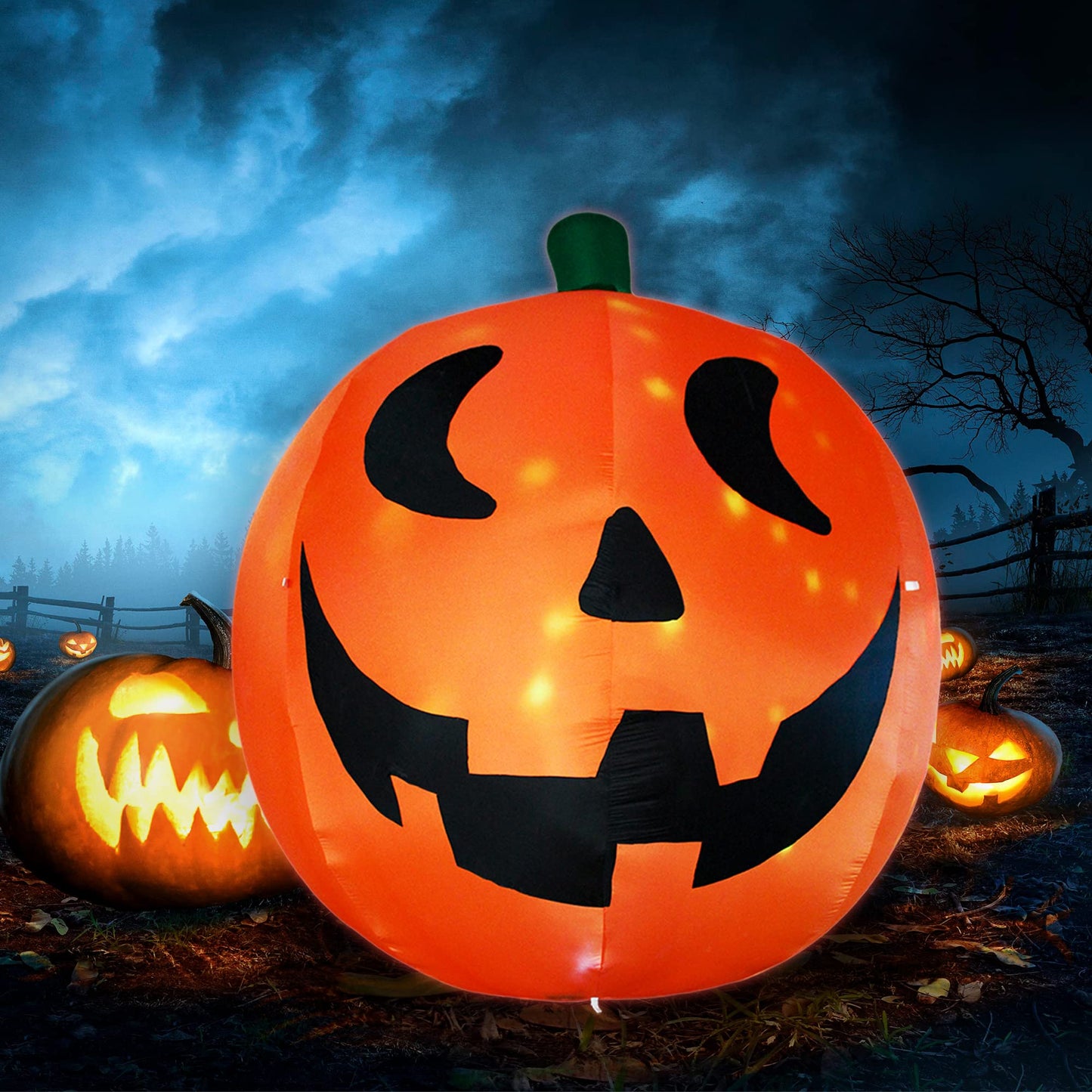 AJY 10 Feet Halloween Inflatable Giant Pumpkin with Build-in LEDs Blow Up Inflatables for Halloween Party Indoor Outdoor Blow Up Decoration Yard Garden Lawn Decorations