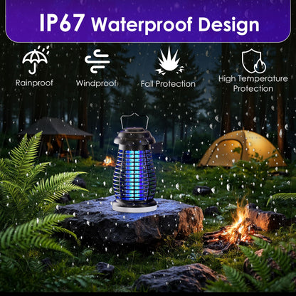 Bug Zapper Outdoor & Indoor Cordless Mosquito Zappers with Rechargeable 4800mAh Battery & Camping Light Electric Fly Trap for Patio, Kitchen, Backyard and Garden Portable Gnat Killer