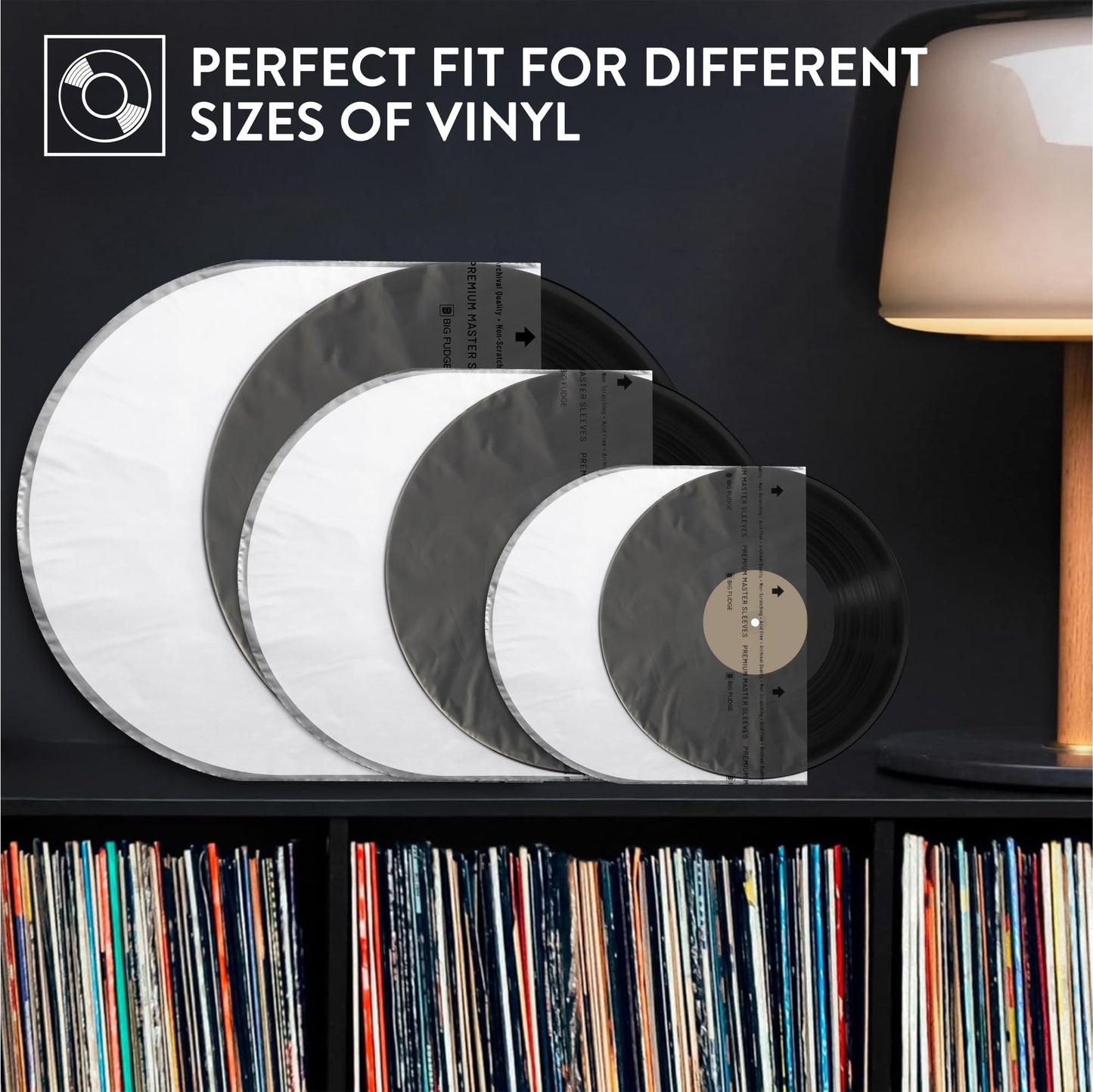Big Fudge Premium 12-Inch Round Bottom Inner Vinyl Sleeves - Anti Static Rice Paper - 25pcs Pack