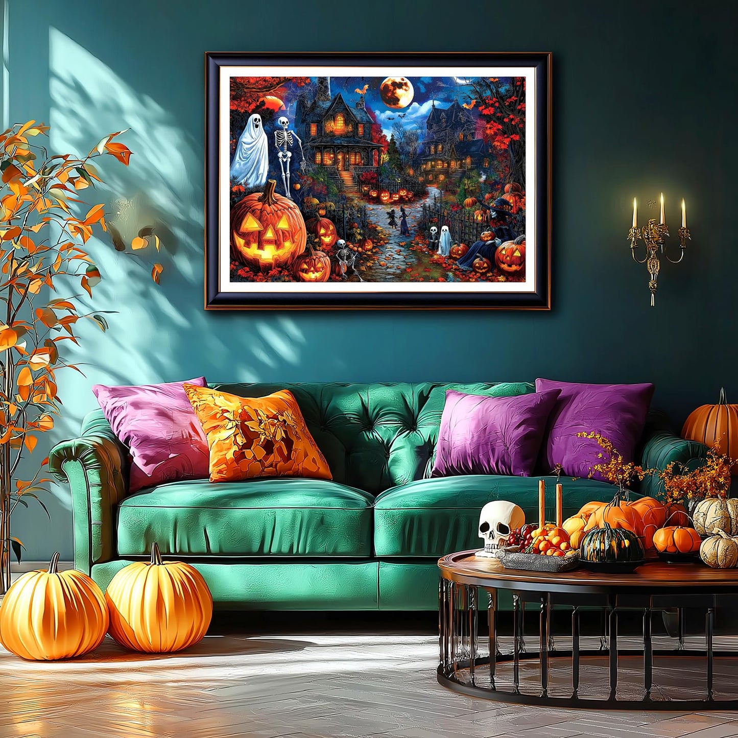 Blueforest Halloween 1000 Piece Jigsaw Puzzle for Adults - Spooky Ghosts, Skeletons, Pumpkins, Witch & Haunted House Puzzle, Challenging Fun Adult Puzzles for Relaxation, Decor & Gifts