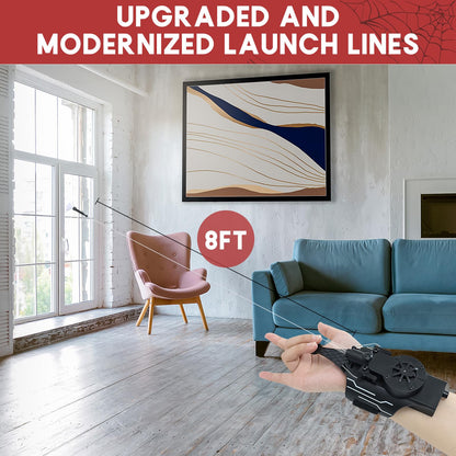 AJJKKA Spider Web Shooters Real,Spider Silk Launcher Wrist Toy for Kids, 8 FT Realistic Web Launcher String, Cool Gadgets String Gloves Shooters Toy for Superhero Role-Play (Black)