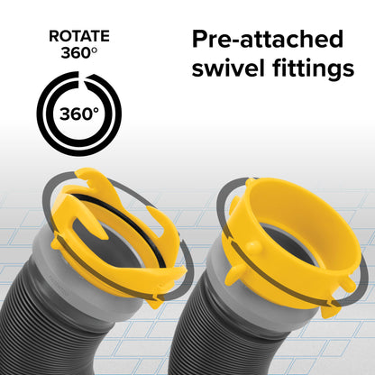 Camco 39665 Deluxe 10' Sewer Hose Extension - Heavy Duty Design with Swivel Fittings, Easy To Use and Compresses For Simple Storage, Storage Caps Included, Gray