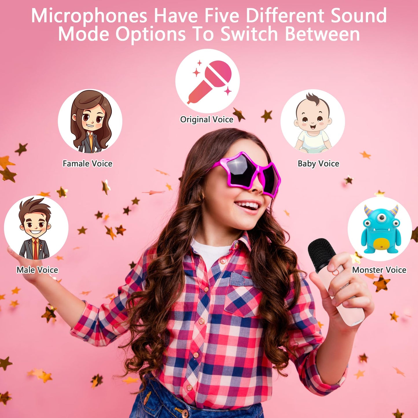 Birthday Gifts for 3, 4, 5, 6, 7, 8, 9, 10, 11, 12 Year Old Toys Girls Boys, Christmas Stocking Stuffers,Karaoke Machine for Kids Teens Adults, Portable Bluetooth Speaker with Wireless Microphone