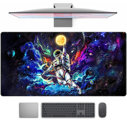 Astronaut Desk Space Mouse Pad for Boys - Galaxy Gaming Mouse Pad, 31.5x15.7in, Stitched Edges