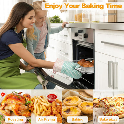 Air Fryer Basket for Oven 15.7"x11.8", 2-Pair Set Large Air Fryer Basket and Tray Stainless Steel Oven Air Fryer Accessories Pan Rack for Cooking Baking and Broiling