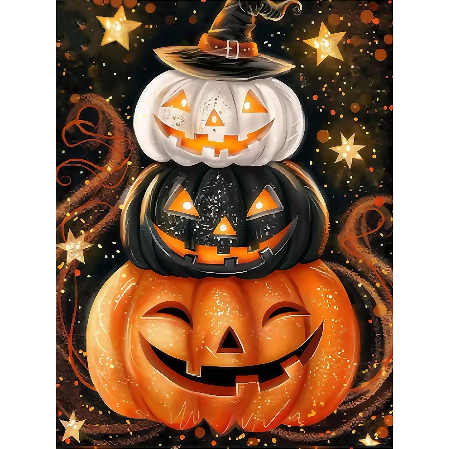bleihum Pumpkin Diamond Art Kits for Adults- 5D Diamond Painting Kits for Adults, Halloween Gem Painting Kit for Home Wall Decor Gifts(12x16inch)