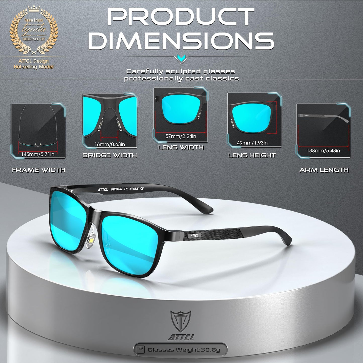 ATTCL Men's Retro Metal Frame Driving Polarized Sunglasses For Men 18587blue