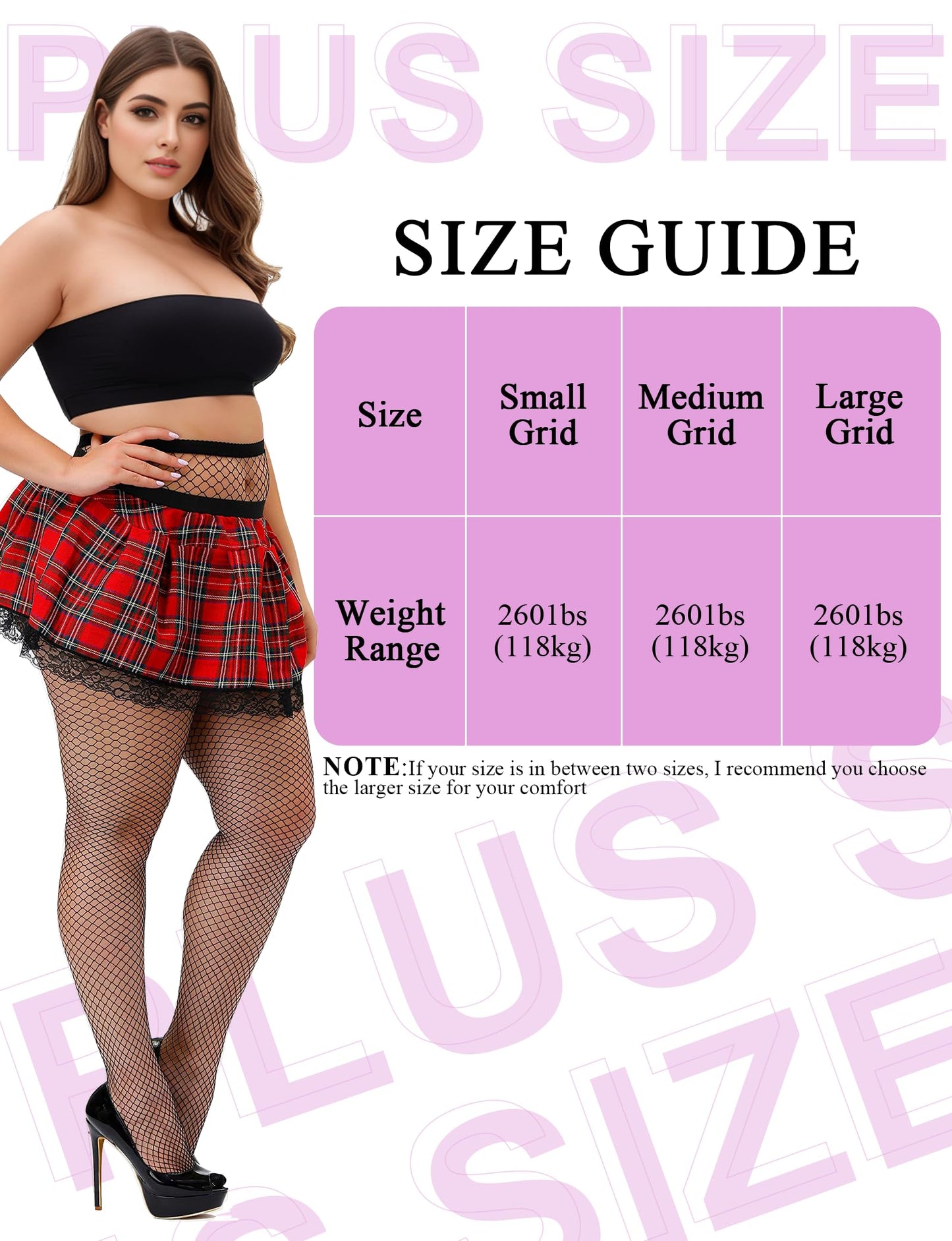 Buauty Plus Size Fishnet Stockings for Women - 3 Pairs Sexy Fishnets Tights, Halloween Fish Net Stockings,Gothic Clothes