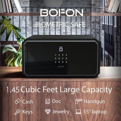 BOFON W-Series Security Box with Key, Safe Box,1.45 Cubic Fingerprint Password,Safety Boxes for Home