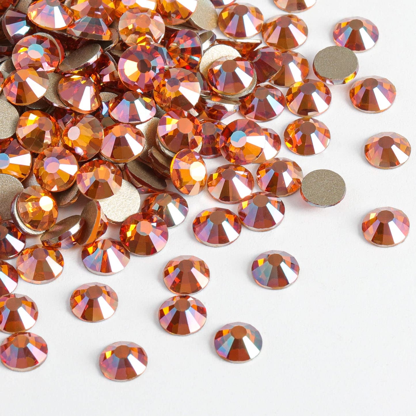 Beadsland 1440 Pieces Flat Back Crystal Rhinestones Round Gems,Amber,SS3,1.2-1.4mm