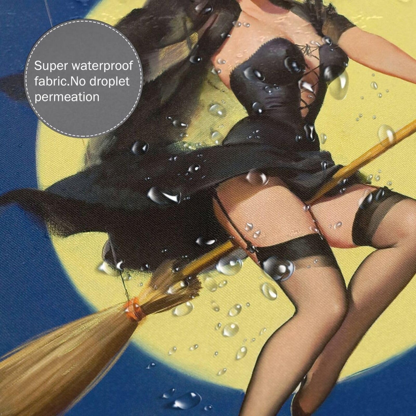 Bathroom Shower Curtain - Sexy Pin Up Girl I'm a Halloween Witch - Vintage Retro Pin Up Girls Body Art Work Canvas Painting Style Waterproof Polyester Fabric 66(w)x72(h) Rings Included