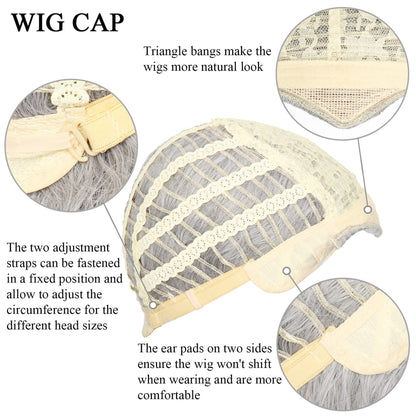 Witch Wig Old Lady Wig Women Long Grey Curly Costume Wig Cosplay Halloween Hair