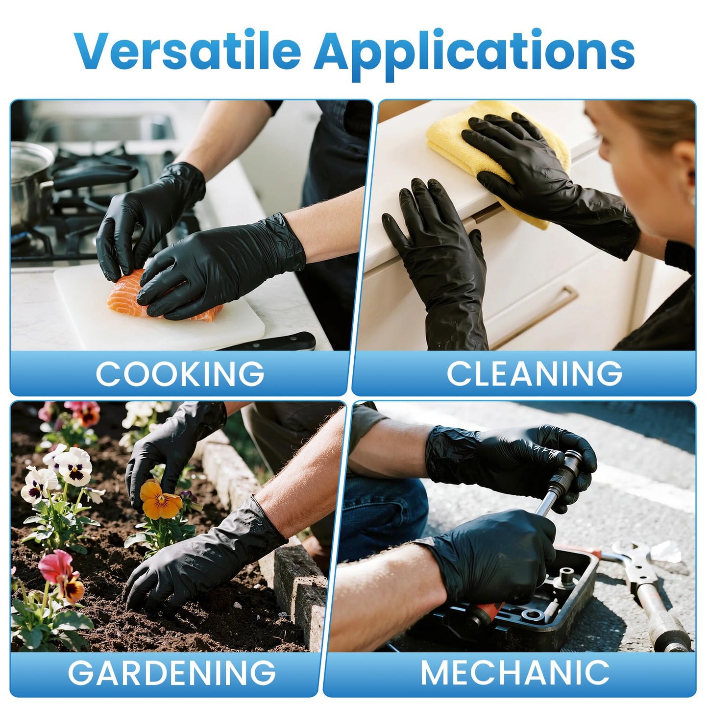 Borje Nitrile Gloves Small, 100 Count Disposable Gloves, Black, Latex-Free Powder-Free, Medical Exam, Food Safe, Cleaning, Cooking