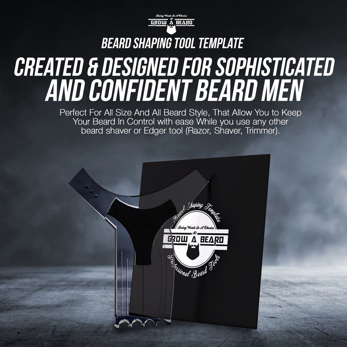 Beard Shaper & Beard Shaping Tool for Men, Beard Lineup Guide Template, Perfect for Styling and Edging, Includes Dual Action Beard Comb & Barber Pencil Liner