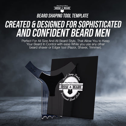 Beard Shaper & Beard Shaping Tool for Men, Beard Lineup Guide Template, Perfect for Styling and Edging, Includes Dual Action Beard Comb & Barber Pencil Liner