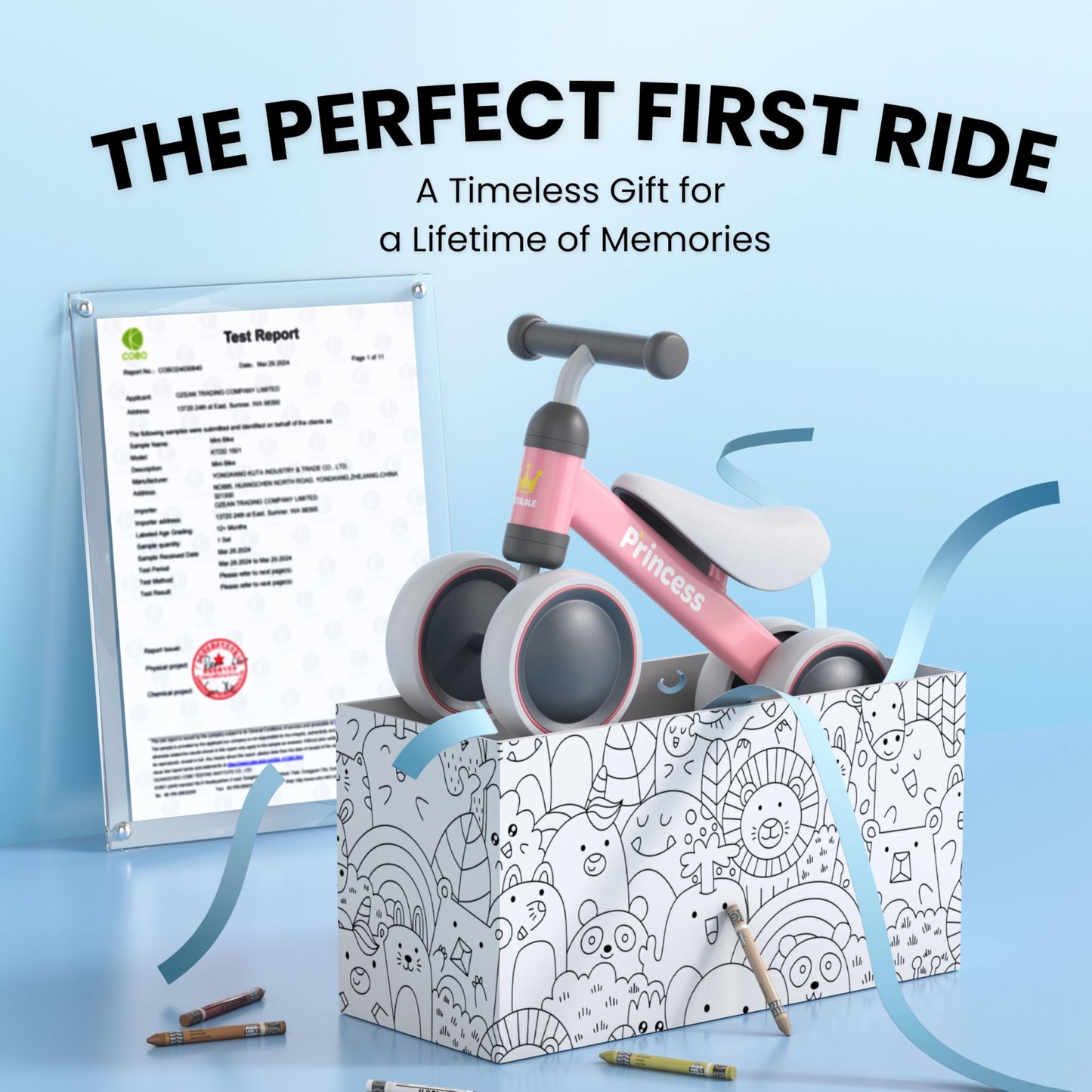 BEKILOLE Baby Balance Bike for 1 Year Old Girl Gifts, 10-24 Month Toddler Balance Bike, 4 Silent Wheels Pre-School First Ride On Toys, 1st Birthday Gifts