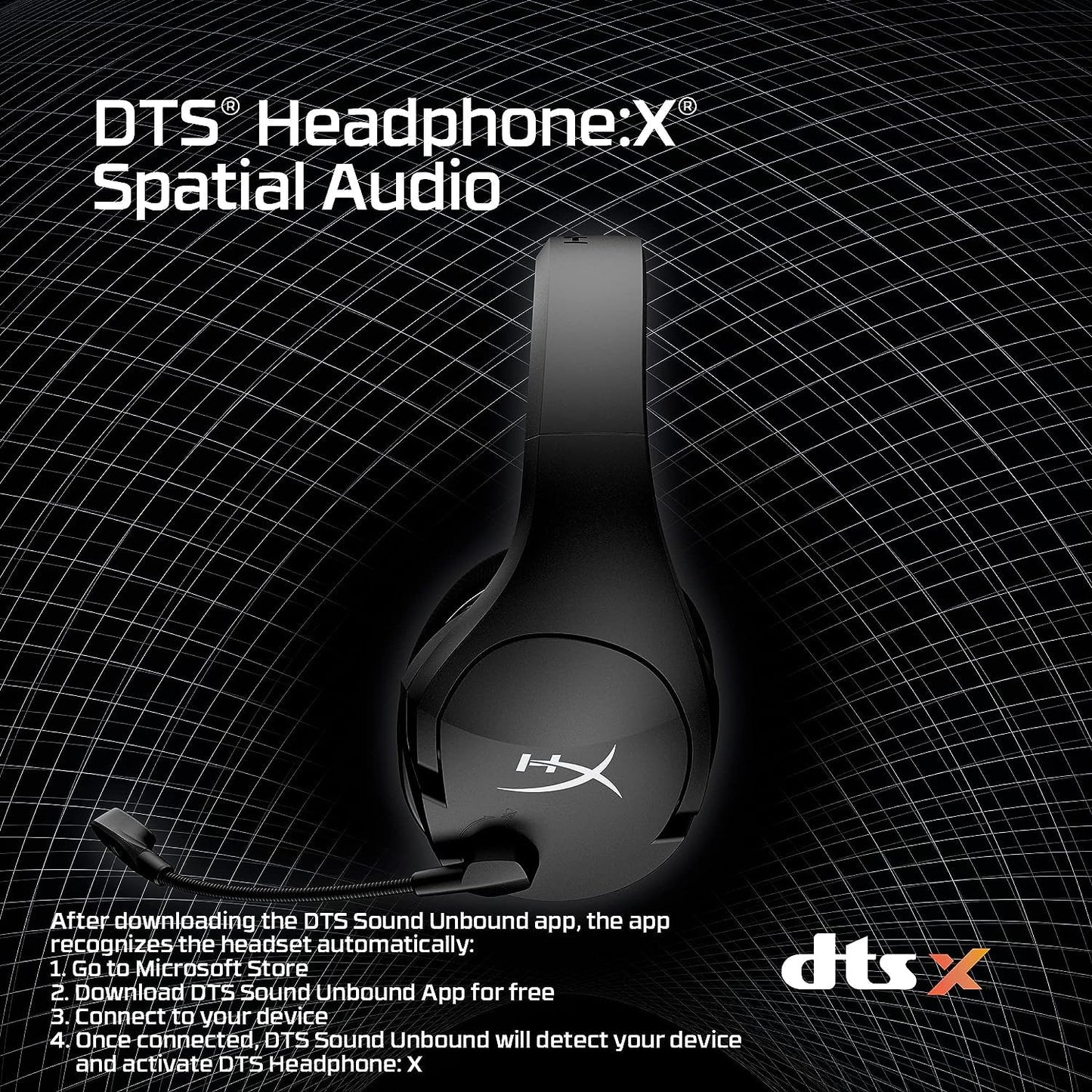 HyperX Cloud Stinger Core – Wireless Lightweight Gaming Headset, DTS Headphone:X spatial audio, Noise Cancelling Microphone, Over Ear Headset For PC, Black (Renewed)