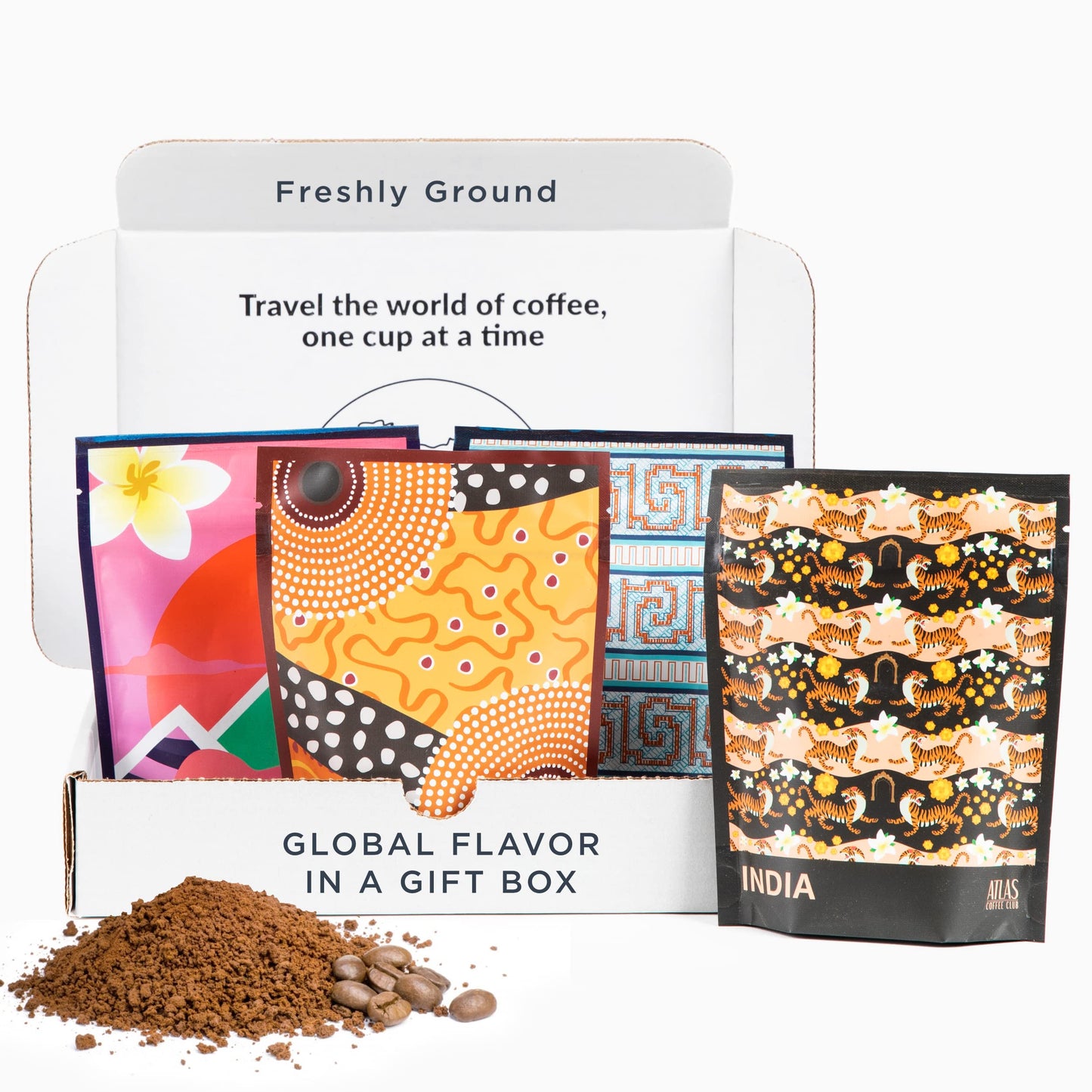 Atlas Coffee Club World of Coffee Discovery Set - Gourmet Coffee Gift Sampler - 4-Pack Variety Box of the World’s Best Single Origin Coffees - Freshly Ground Coffee