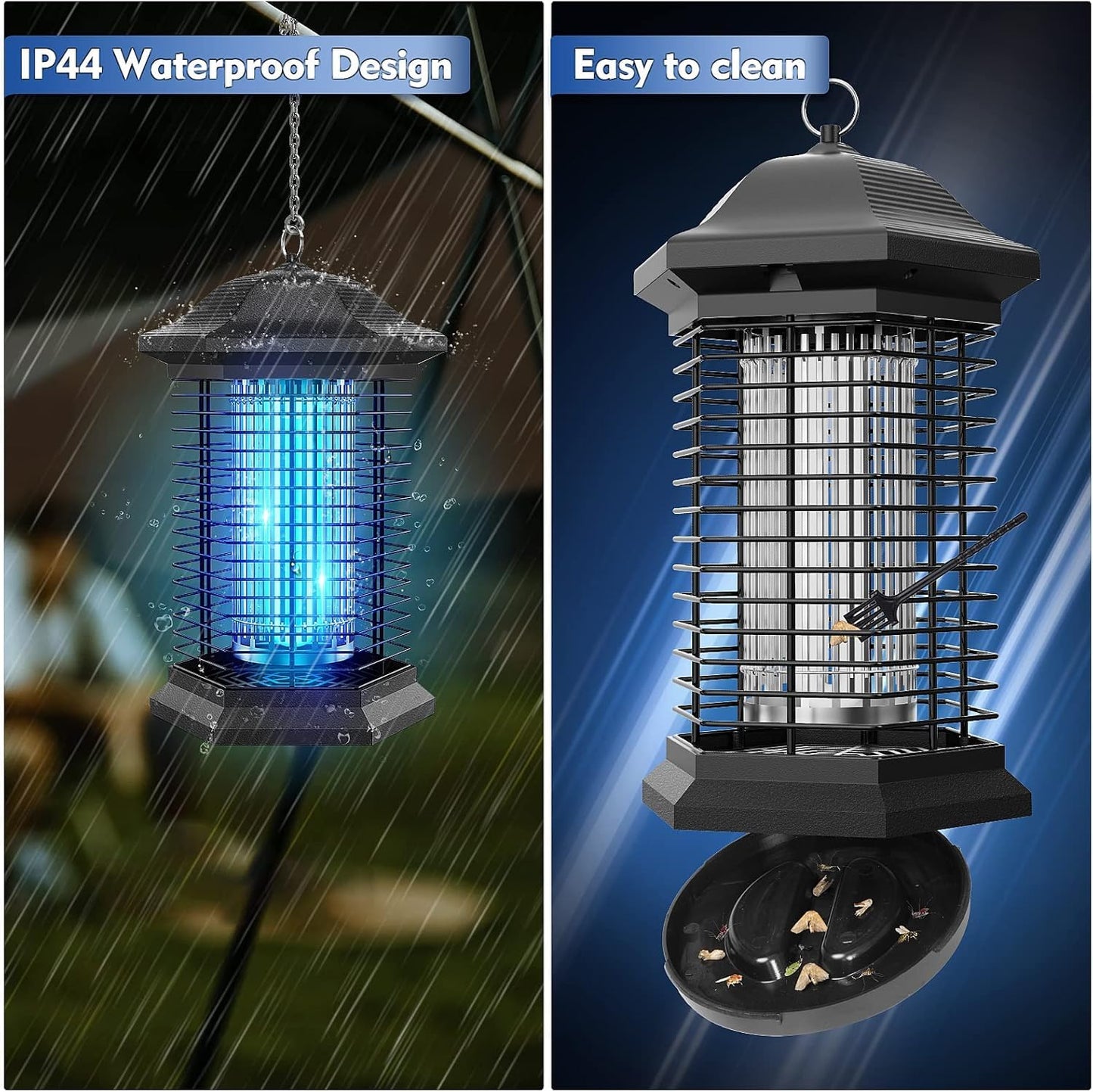 AMUFER Bug Zapper Outdoor, Electric Mosquito Zapper with 18W Power & 4400V Instant Grid, Insect Control Efficiency Increased 100%, Coverage of 1/2 Acre, Fly Trap Perfect for Patio, Backyard, Home