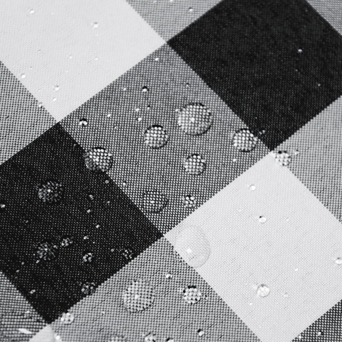 Hiasan Checkered Round Tablecloth 60 Inch - Waterproof Stain and Wrinkle Resistant Washable Fabric Table Cloth for Dining Room Party Outdoor Picnic, Black and White