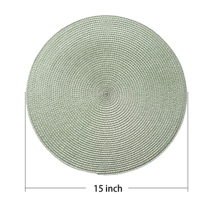 AHHFSMEI Round Braided Placemats 15 Inch Round Table Mats for Dining Tables Woven Heat Resistant Place mats Set of 6 (Fog Green)