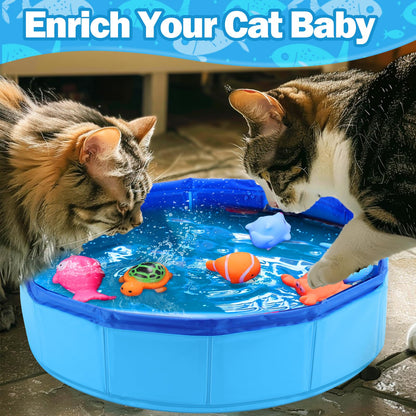 BABORUI Cat Pool Toy with Fish-Water Cat Toys, Portable Cat Pool Toy, Cat Water Toys for Bored Indoor Cats, Interactive Cat Toys for Indoor Cats for Endless Self Play
