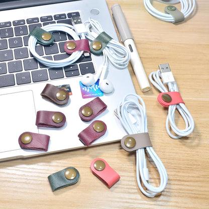 CAILLU Cord Organizer,Cord Keeper,Cable Organizer USB Holder,Cable Management,Cable Straps,Earbud case,wrap Headset Winder,Phone Earphone Clips Ties (Rose red Cord Organizer)