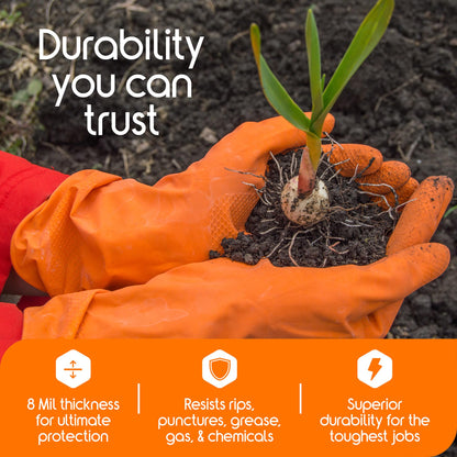 Inspire Heavy Duty Orange Nitrile Gloves Disposable Latex Free | ULTRA 8 Mil Diamond Textured Grip | Industrial Mechanic Food Large, 100 Count