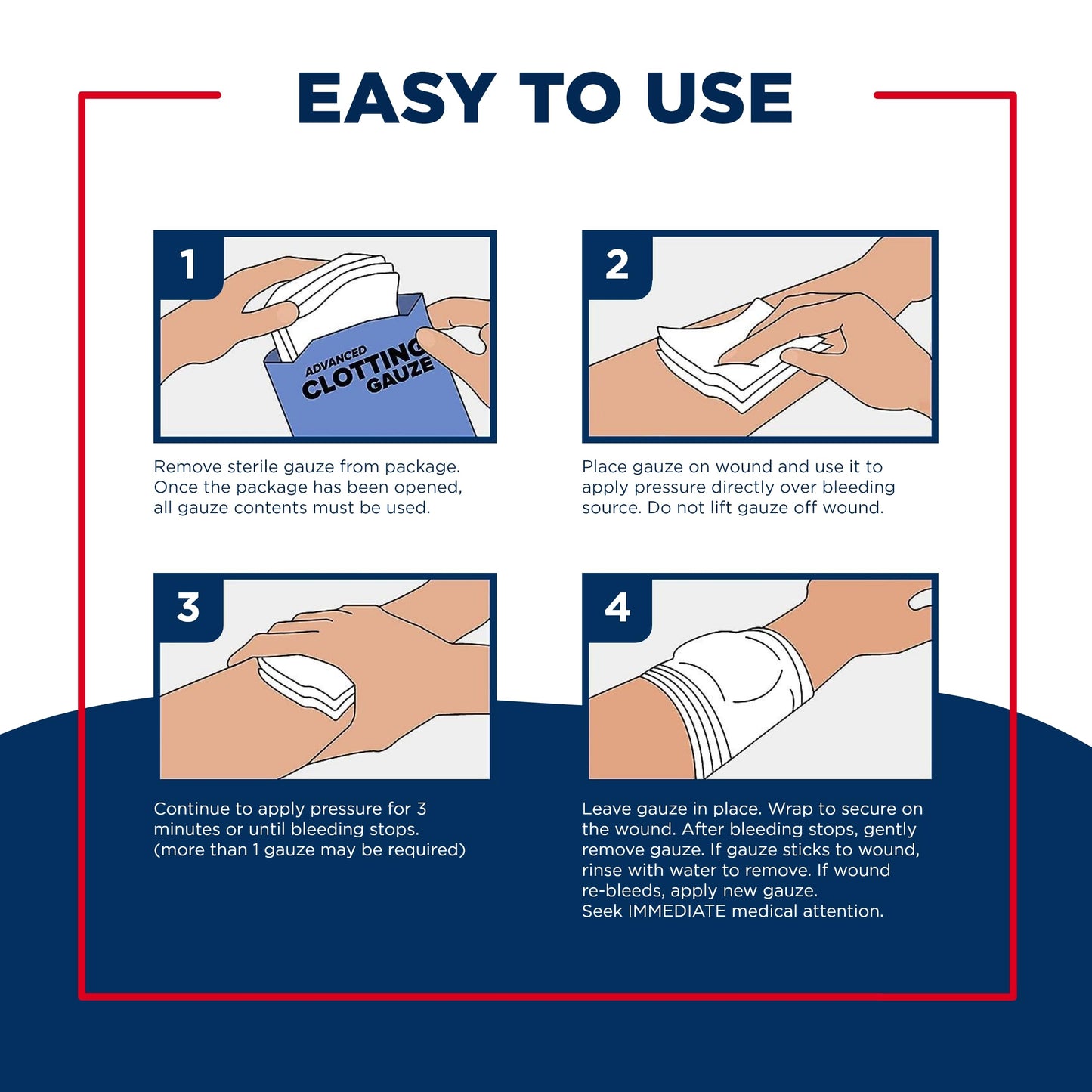 Adventure Medical Kits QuikClot Gauze - Flexible Hemostatic Medical Gauze for Emergency Survival or Disaster Preparedness Kits & More - Stops Bleeding Fast with Kaolin - 3" x 24"