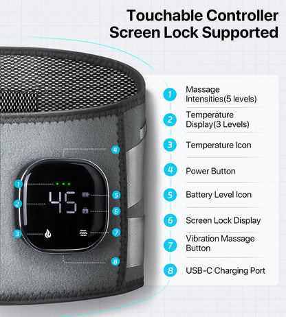 ALLJOY 67" Cordless Heating Pad for Back Pain Relief FSA HSA Eligible, Birthday Gifts for Women Men Mom Dad, Portable Lower Back Massager with 3 Heat 5 Vibration, Lock Screen Supported