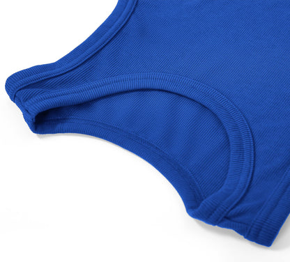 HWOKEFEIYU Womens Casual Tank Tops Scoop Neck Stretch Slim Sexy Basic Sleeveless Racerback Tops(True Blue,Small)