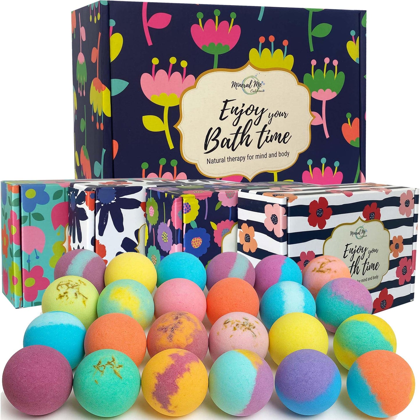 Bath Bombs for Women Gift Set - 24 Natural and Organic Bath Bombs with Essential Oils & Moisturizing Shea Butter, Spa Birthday Gift, Selfcare Gifts for Her, Women, Teen Girls, Kids, Bridesmaid Gift
