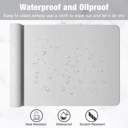 Hsurbtra Desk Pad, 30" x 14" PU Leather Desk Mat, XL Extended Mouse Pad, Waterproof Desk Blotter Protector, Ultra Thin Large Laptop Keyboard Mat, Non-Slip Desk Writing Pad for Office Home, Gray