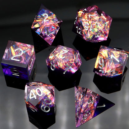 Haxtec DND Dice Set Sharp Edge Resin Dice with Dice Case Purple D&D Polyhedral Dice for TTRPGs Dungeons and Dragons DND Gift